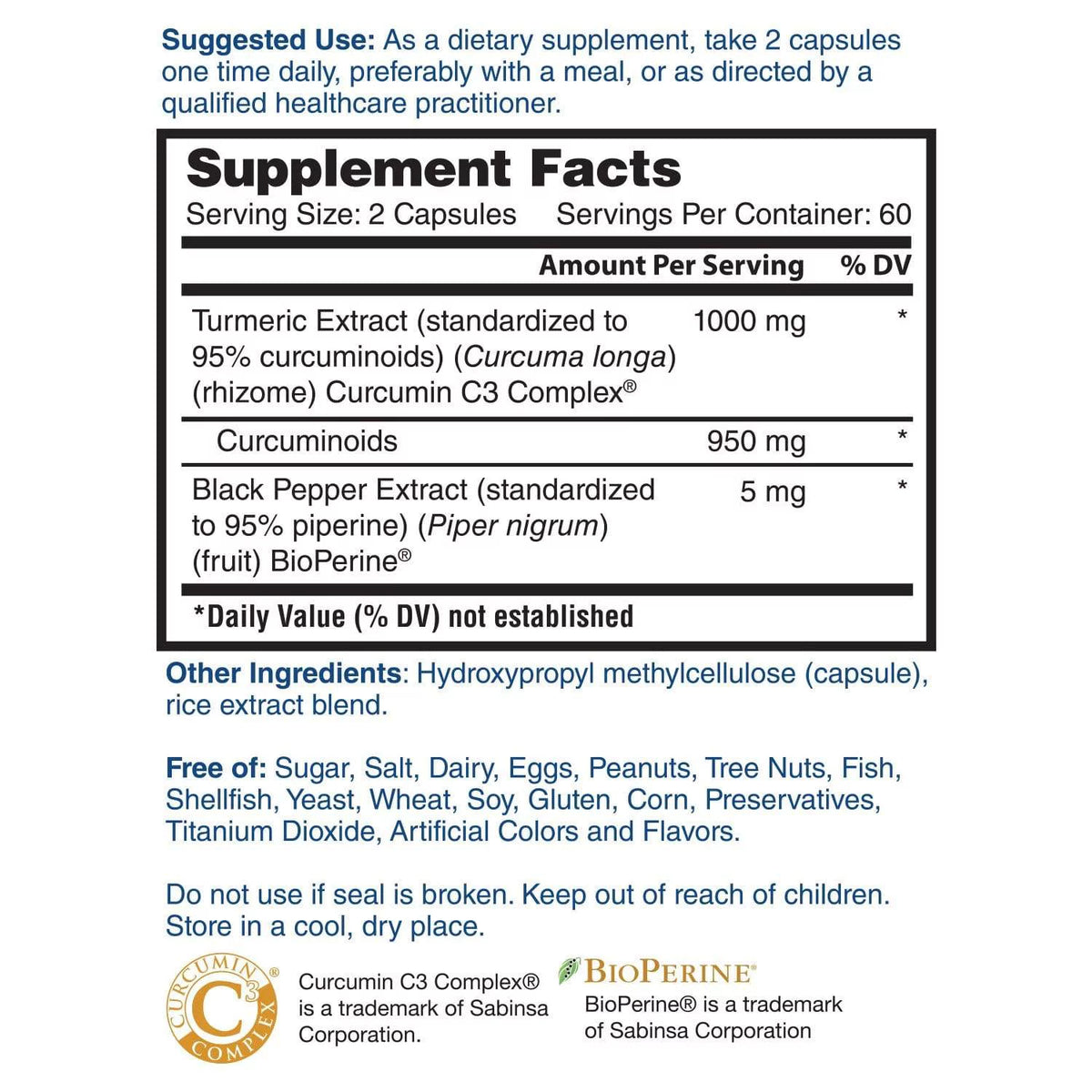 Turmeric Curcumin 1000mg 120 Capsules K846604