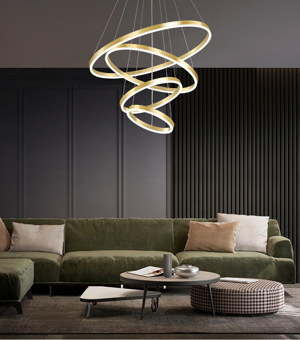 6 Rings Gold LED Chandelier with Remote Control Q655935