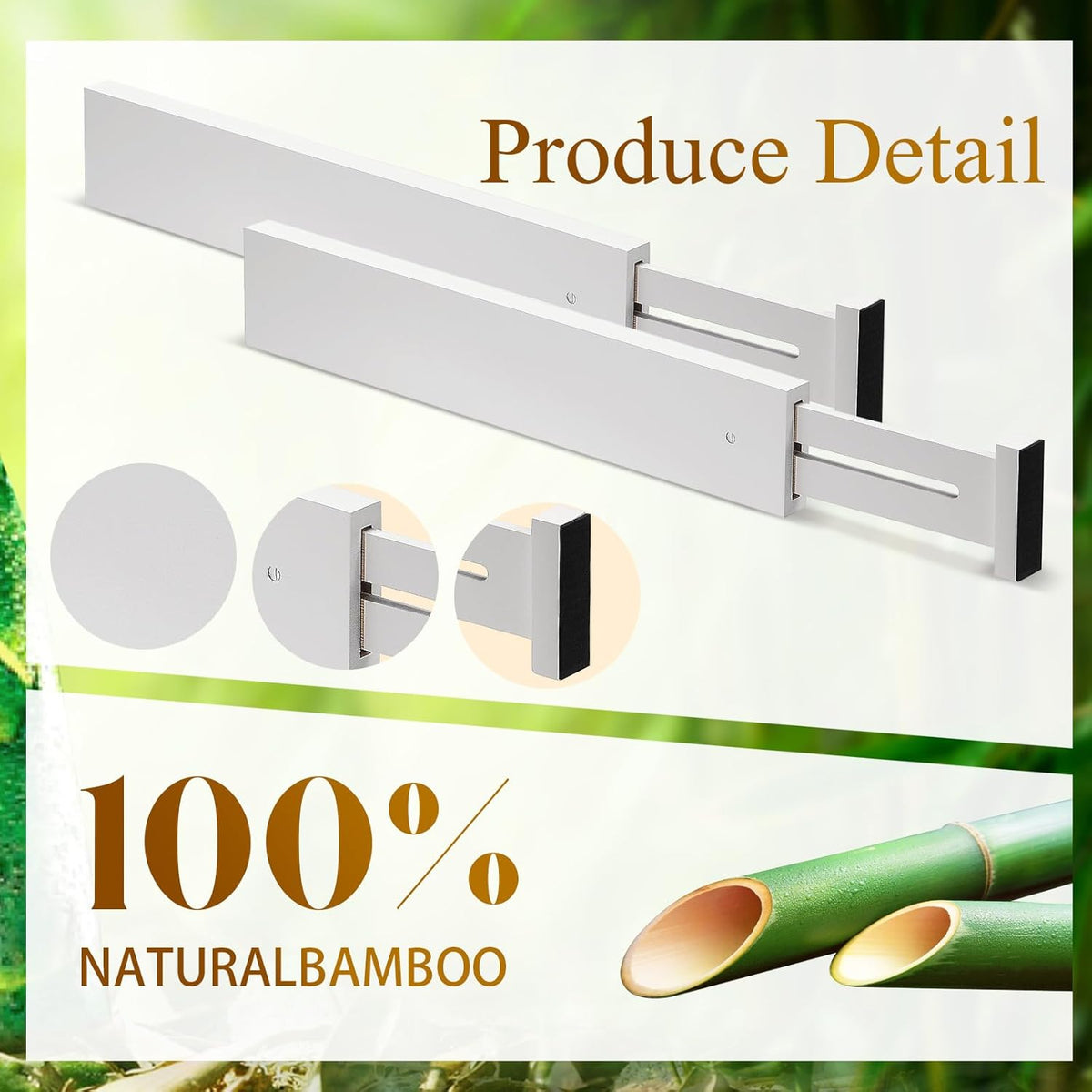 12 Pieces White Expandable Bamboo Drawer Dividers O874399