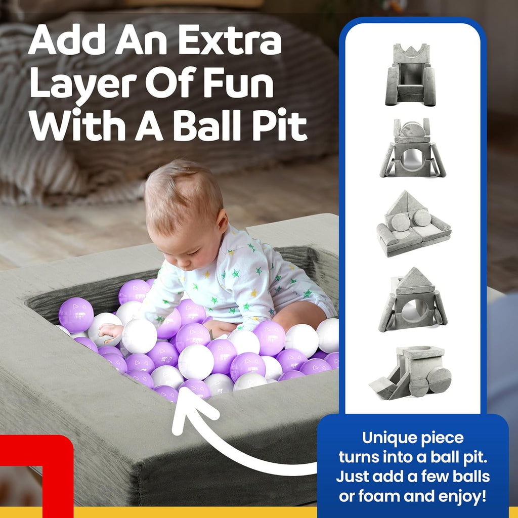 15 Pieces Buildable Plush Play Couch Panels with Ball Pit Square Z632
