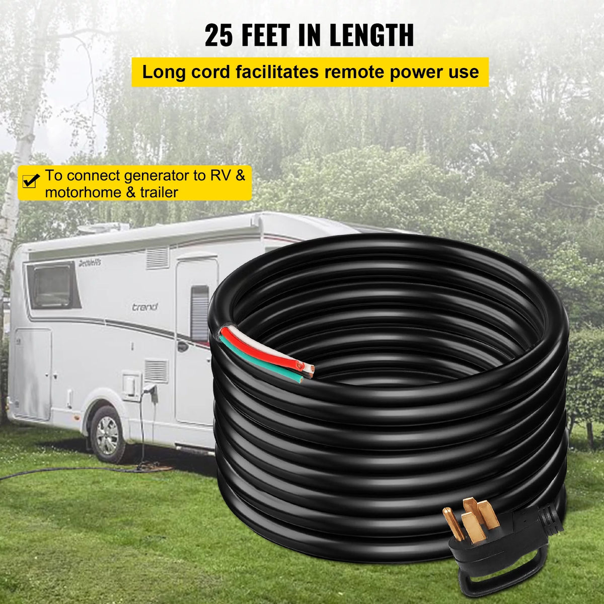 25ft 50Amp STW 6/3+8/1 Electrical Power Cord Z6778