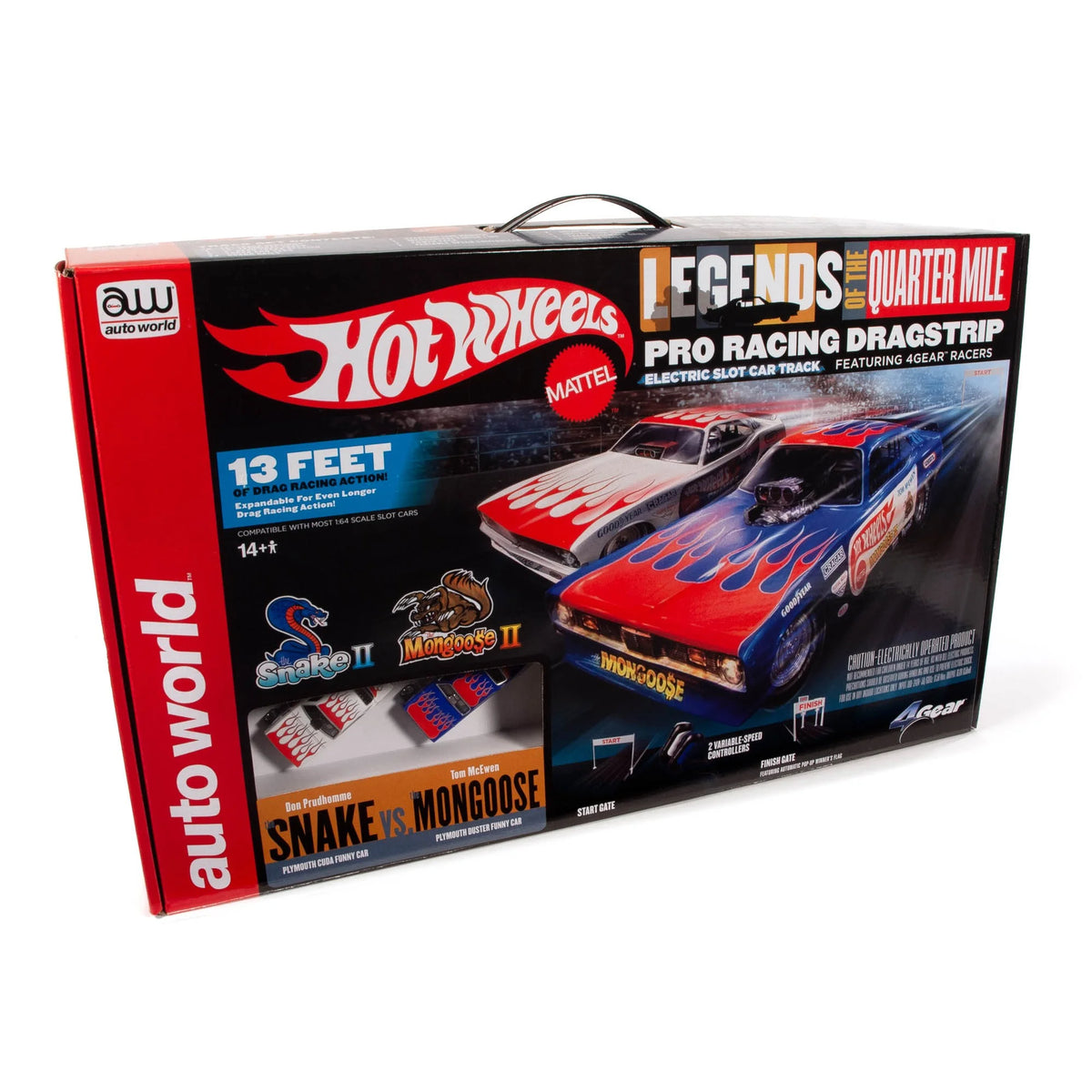 13' Dragstrip Slot Car Set with 2 Variable Speed Cars G376