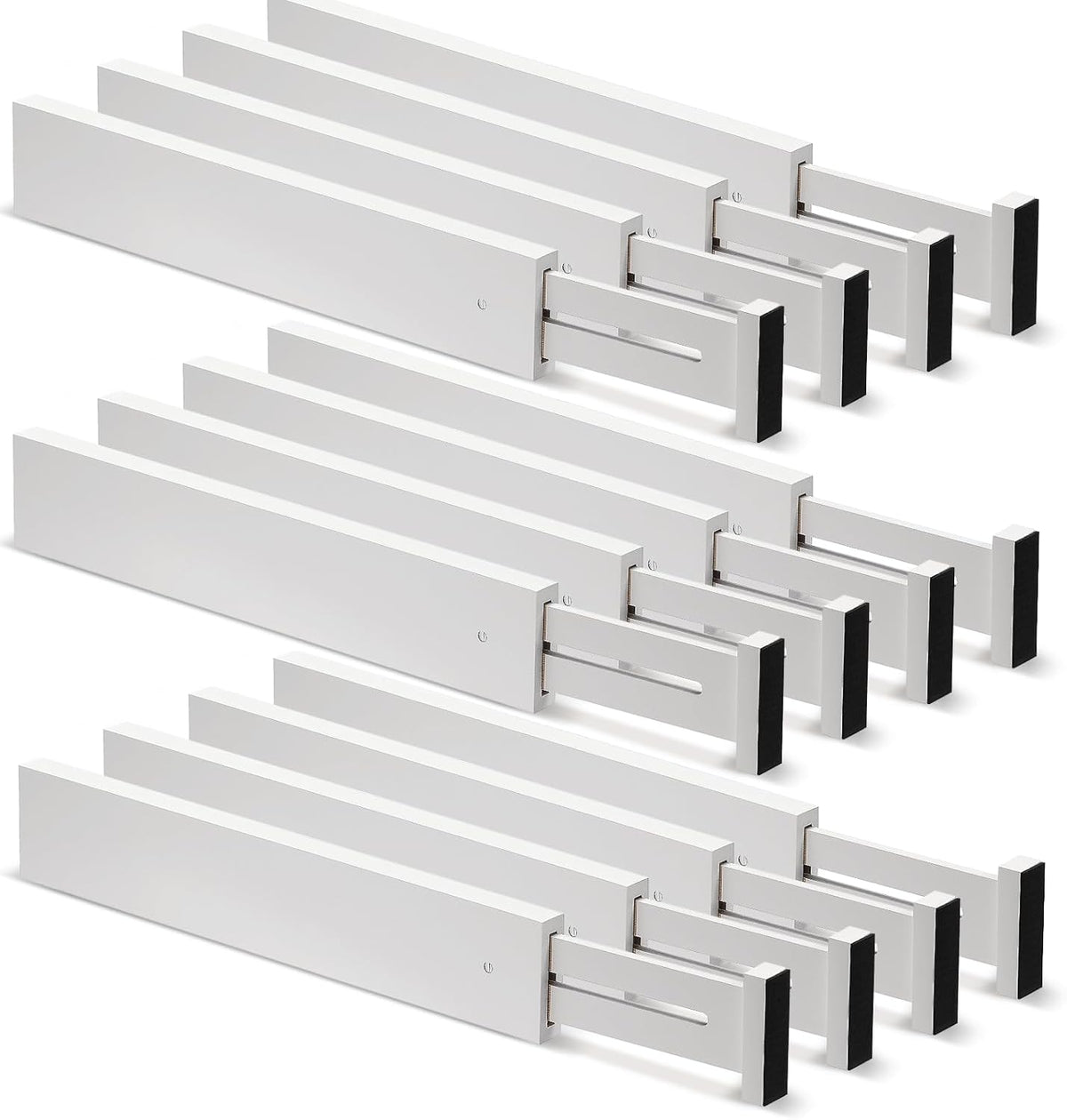12 Pieces White Expandable Bamboo Drawer Dividers O874399