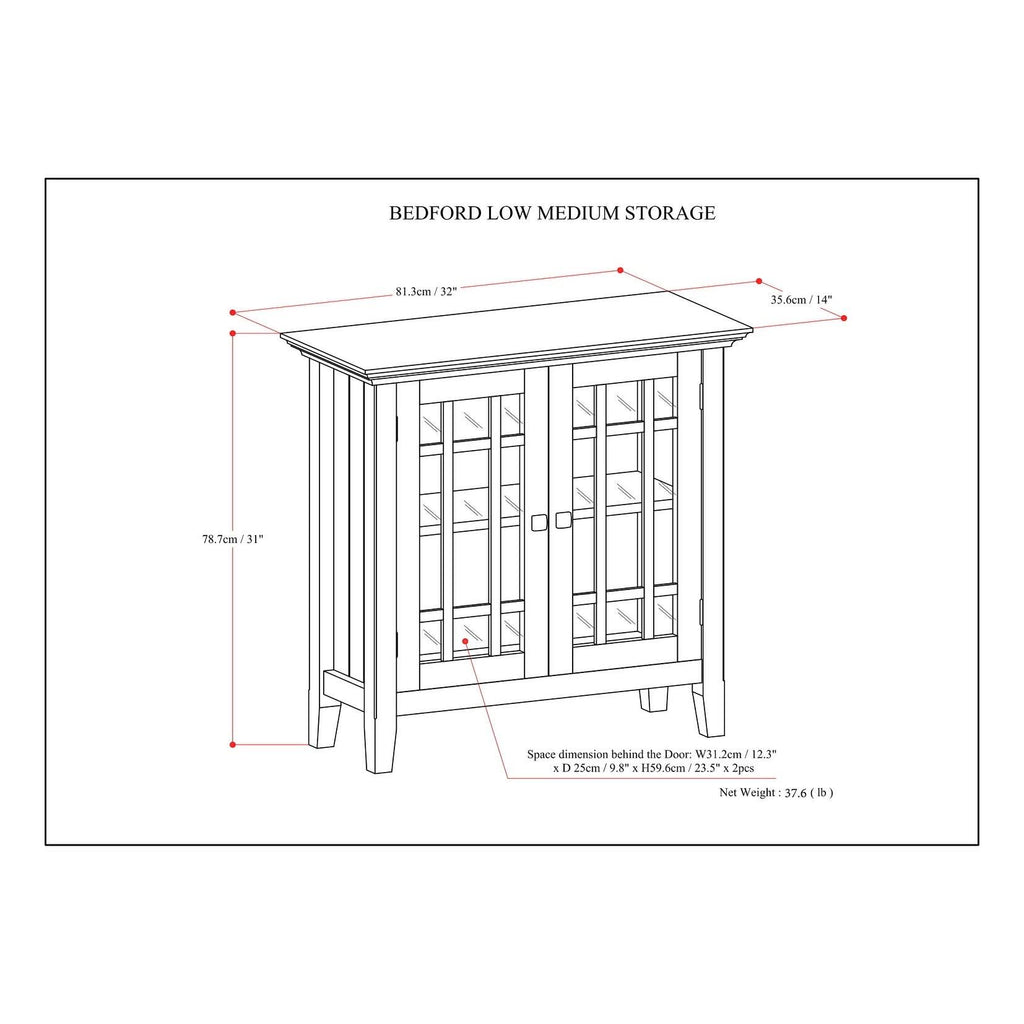 White Solid Wood Storage Media Cabinet L931998