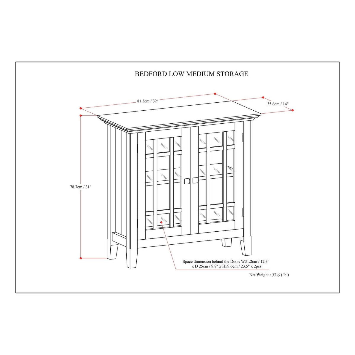 White Solid Wood Storage Media Cabinet L931998