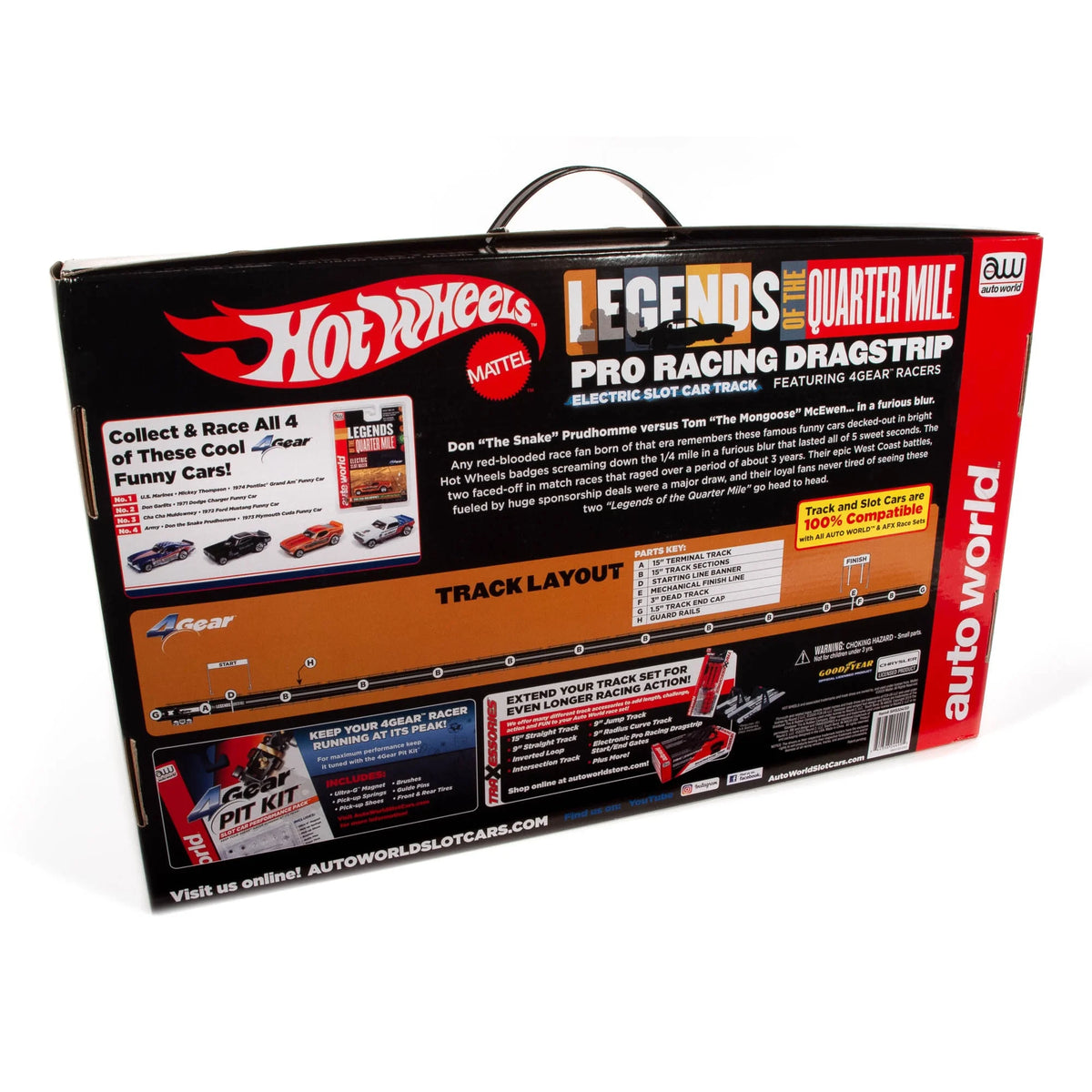 13' Dragstrip Slot Car Set with 2 Variable Speed Cars G376