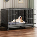 Heavy Duty Metal Dog Crate with Wheels and Removable Tray F2032