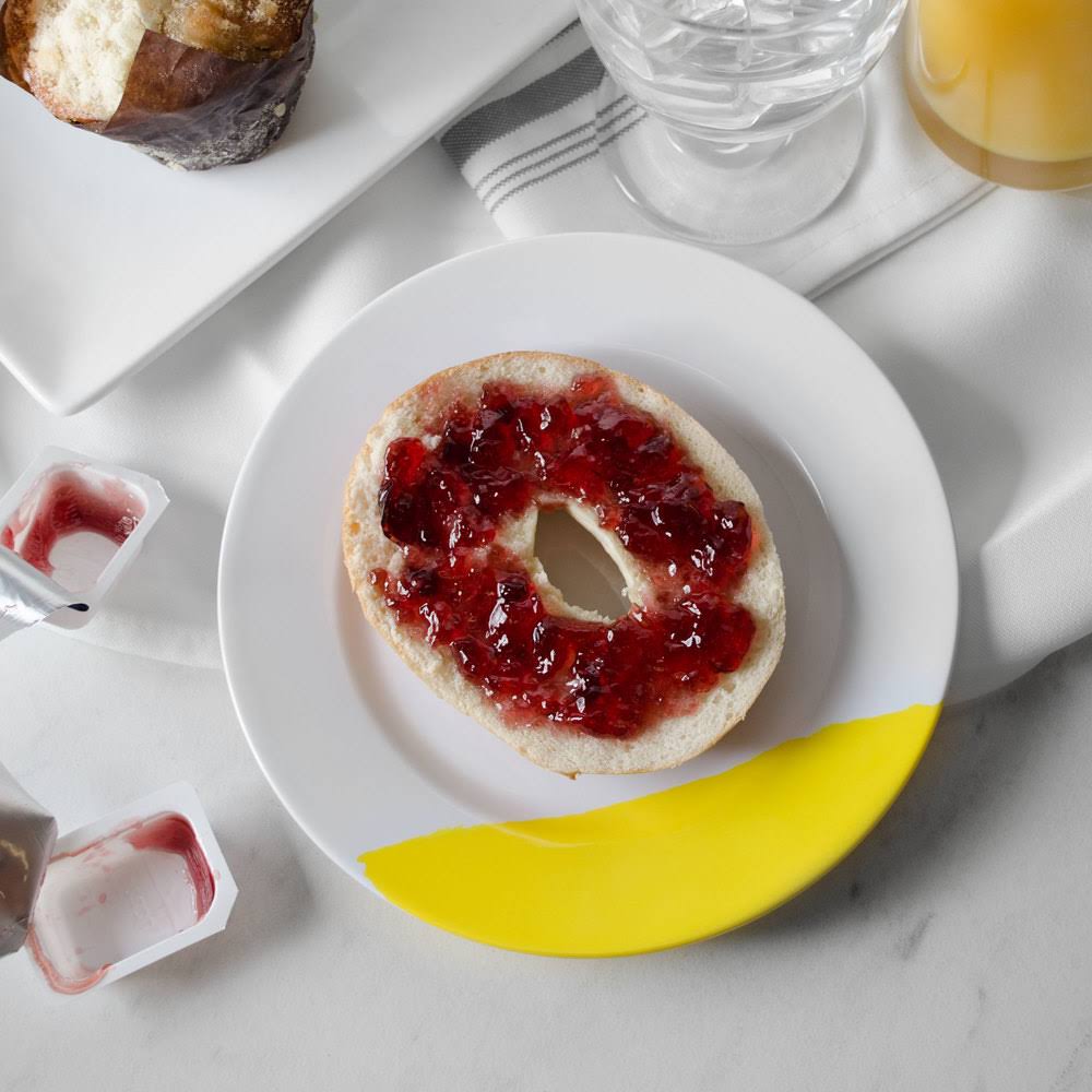 White Yellow Wide Rim Round Melamine Plate E3940