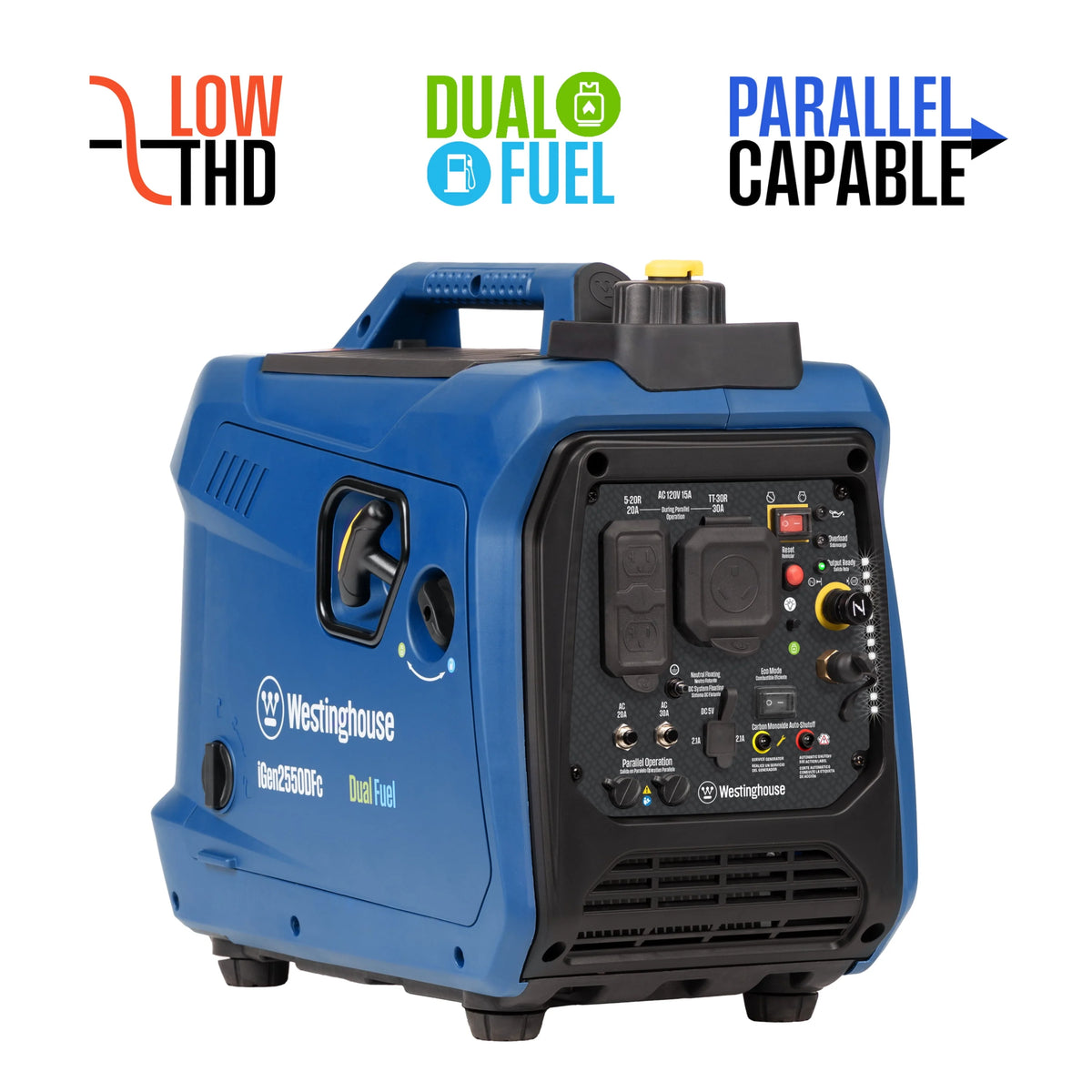 2550 Peak Watt Dual Fuel Portable Inverter Generator with CO Sensor J8121