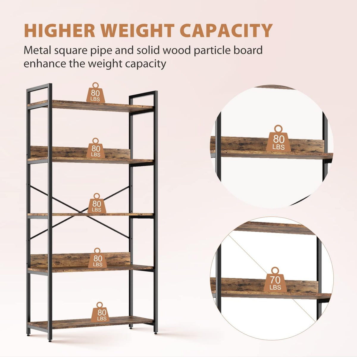4 Tier Wood and Metal Bookshelf Y26893