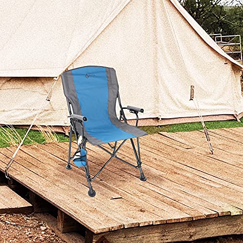 Tan & Gray Heavy-Duty Folding Camping Quad Chair with Cup Holder B721765