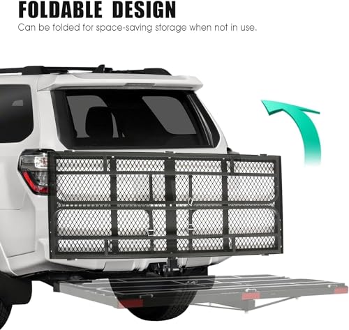 60 x 24 x 14 Inch Black Folding Hitch Mount Cargo Carrier with 500 lbs. Capacity V69661