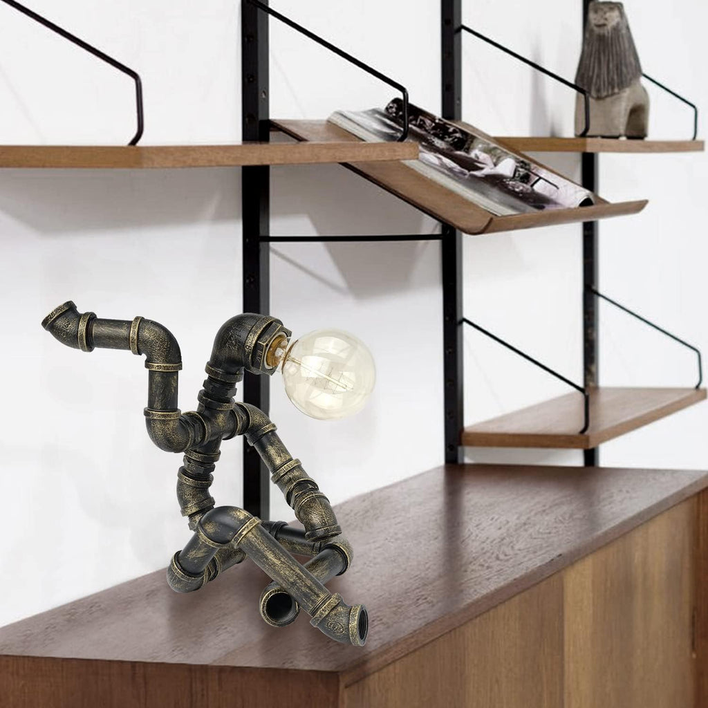 Bronze Iron Pipe Table Lamp with Button Switch V4960