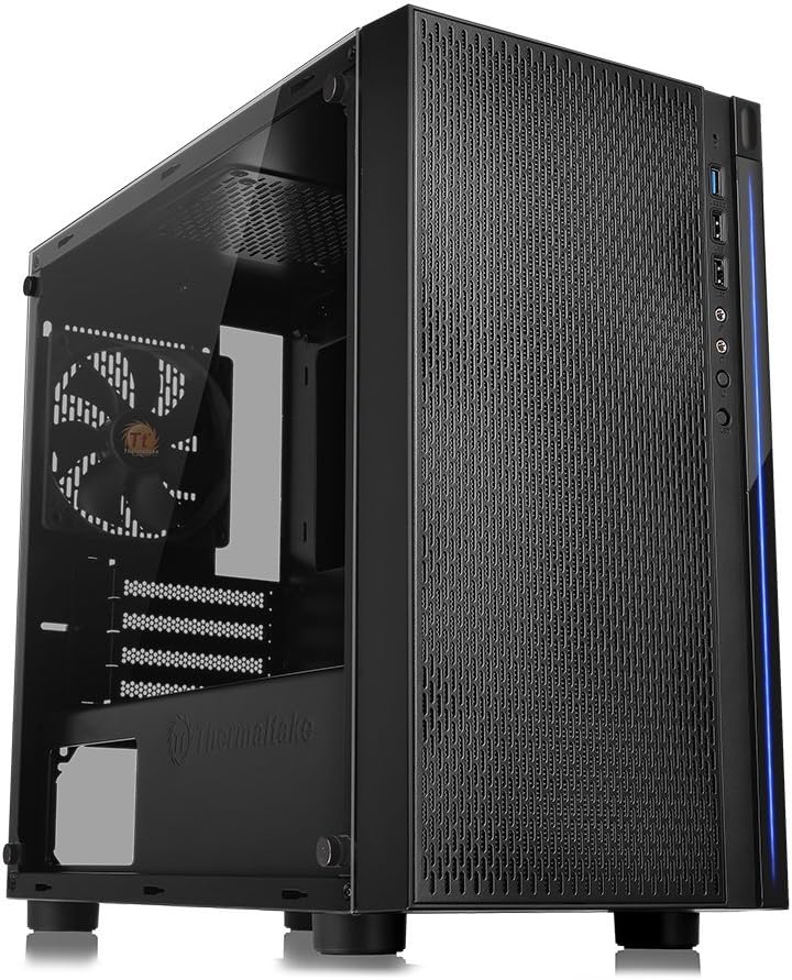 Black Tempered Glass Micro ATX Gaming Computer Case B28154