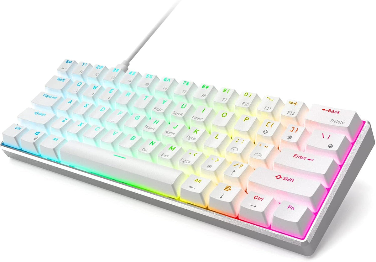 60% Wireless Mechanical Keyboard Aluminum Frame RGB Hot Swappable Gateron Blue Switch White S528