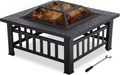 32'' Black Metal Square Wood Burning Fire Pit J25288