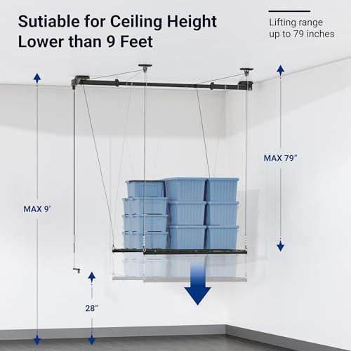 Carbon Black 4x4 Ft Heavy-Duty Overhead Garage Storage Rack F9540