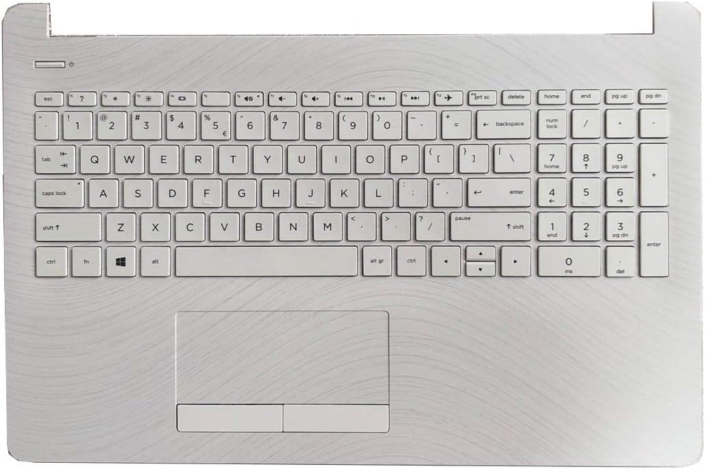 White Laptop Upper Case Palmrest Keyboard Touchpad Assembly E33547