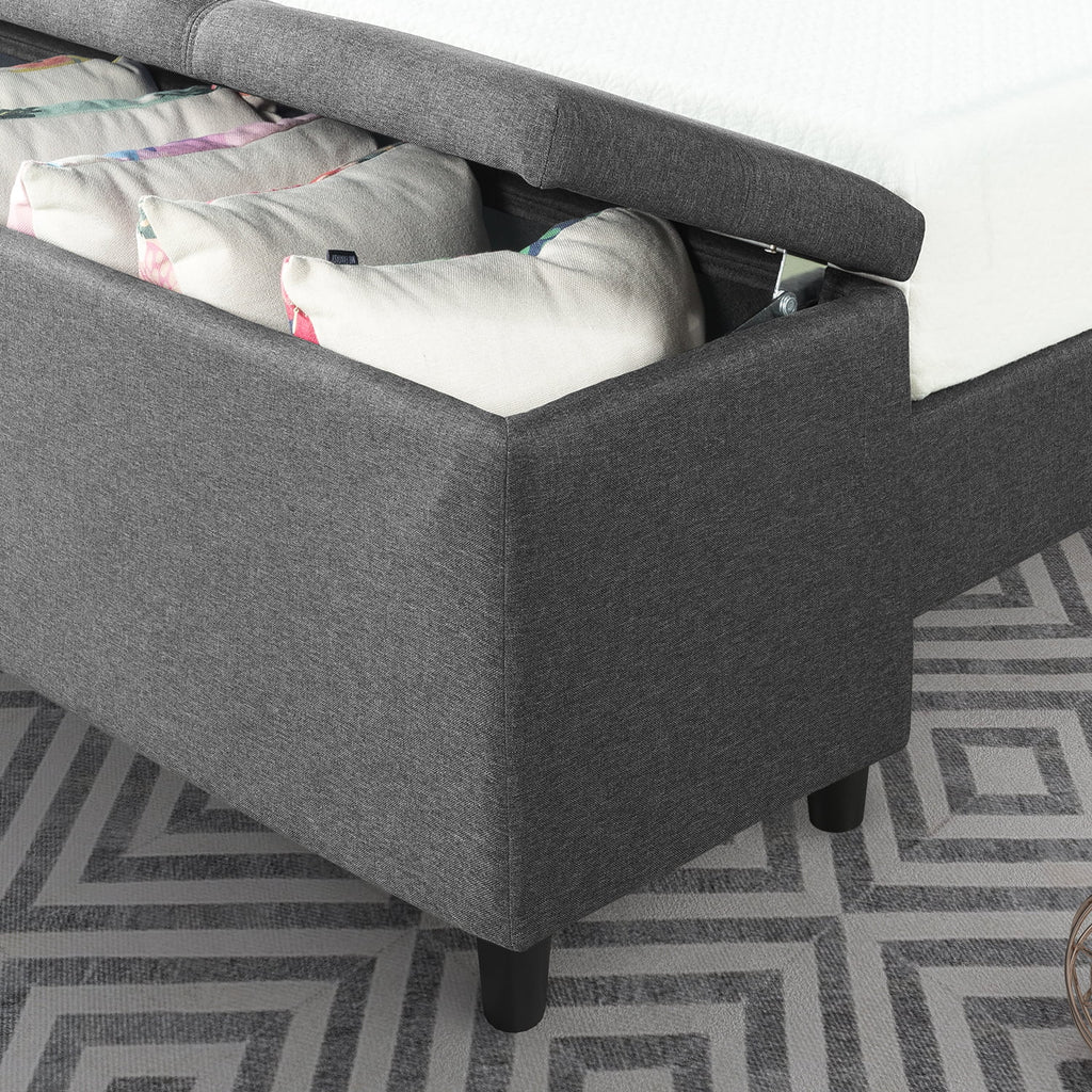 Queen Upholstered Platform Bed with Storage Bench D2116