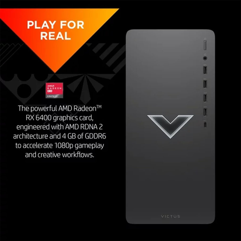 Black Gaming Desktop with AMD Ryzen 5 5600G, AMD Radeon RX 6400, 16GB RAM, 512GB SSD + 1TB HDD, Windows 11 Home G8052