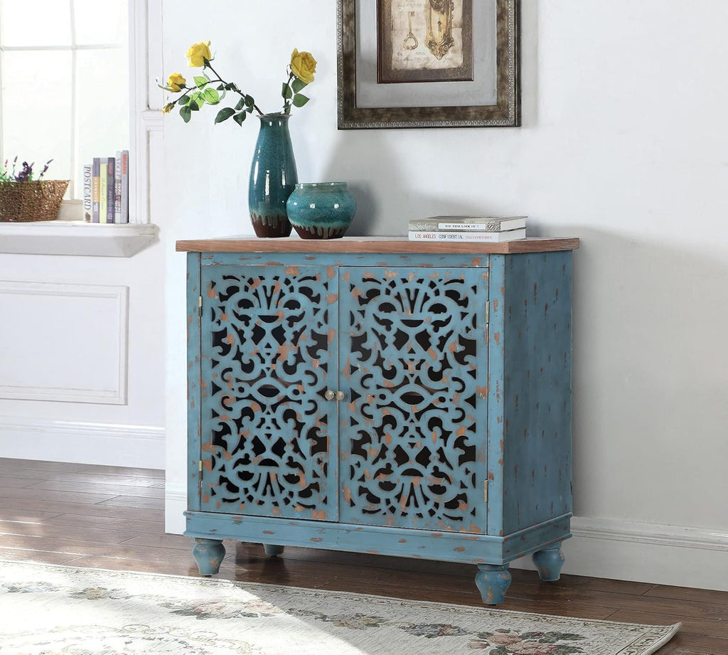 Blue Teal Storage Cabinet with 2 Doors B446