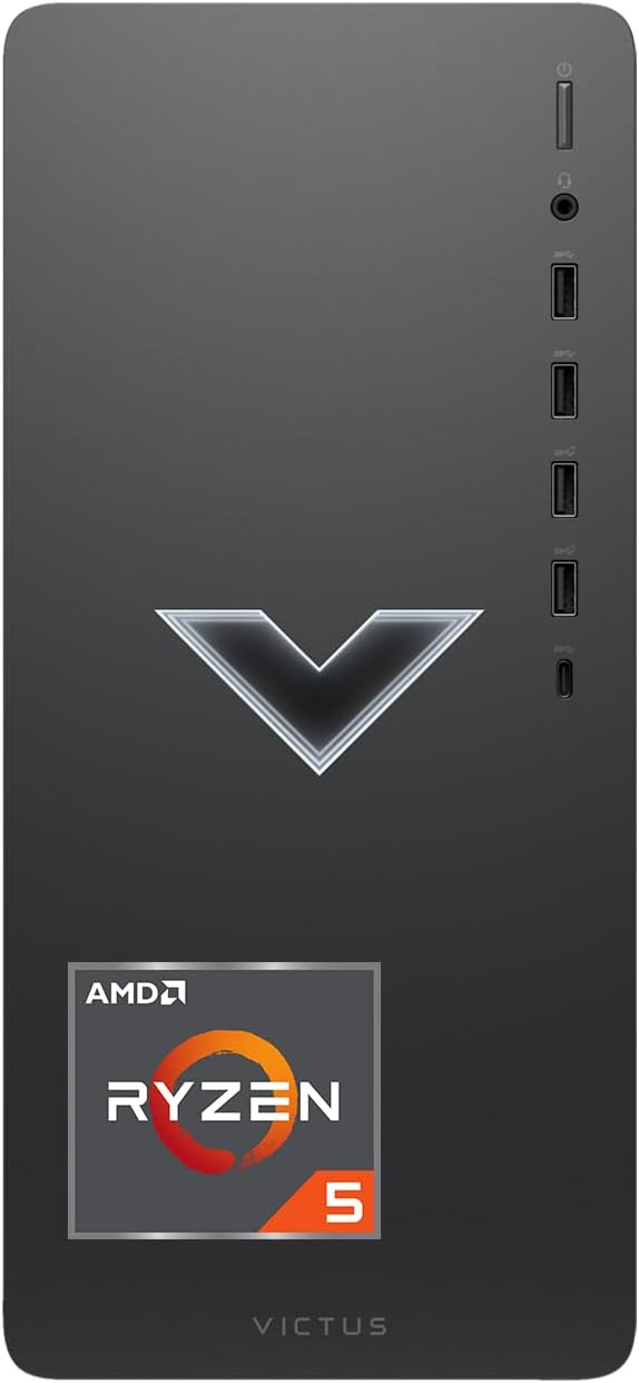 Black Gaming Desktop with AMD Ryzen 5 5600G, AMD Radeon RX 6400, 16GB RAM, 512GB SSD + 1TB HDD, Windows 11 Home G8052