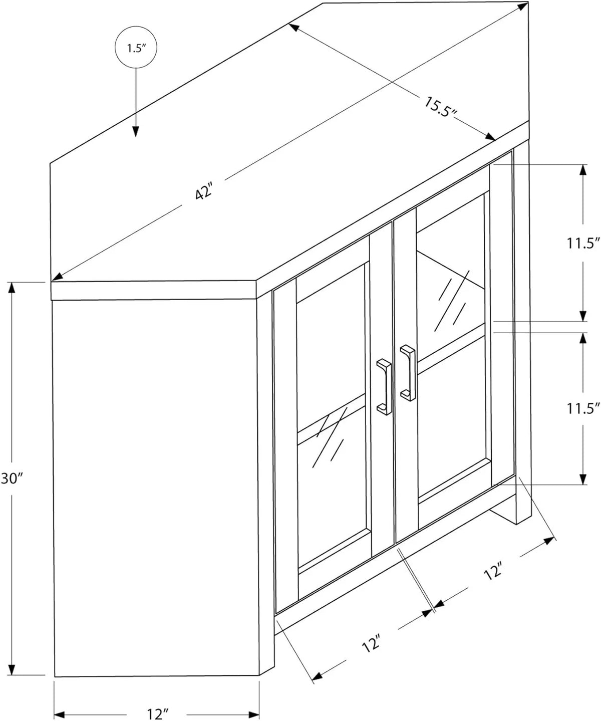 Corner TV Stand with Glass Doors, 42", Dark Taupe X3044