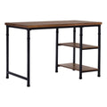 Rustic Desk with 2 Wood Shelves and Metal Frame in Black Y993