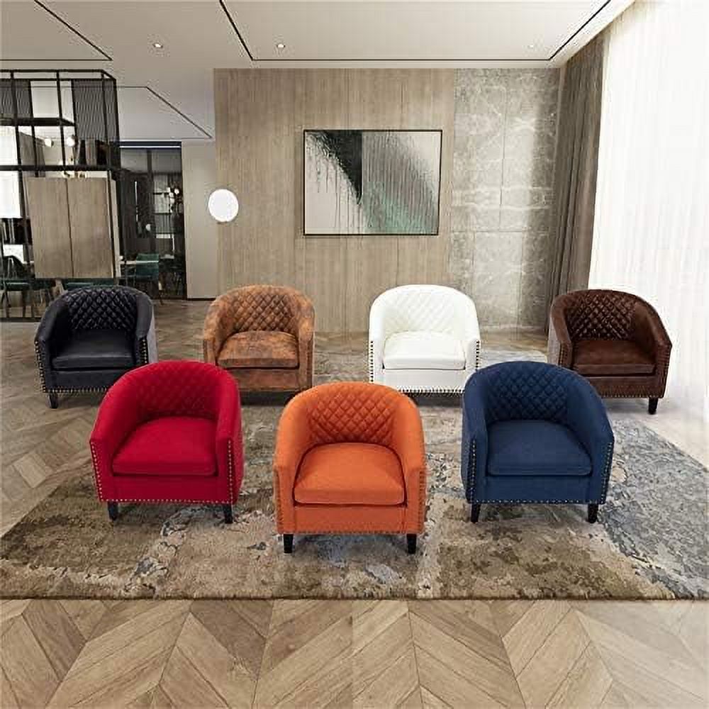 Brown Leather Upholstered Accent Arm Chair with Solid Wood Legs O4836