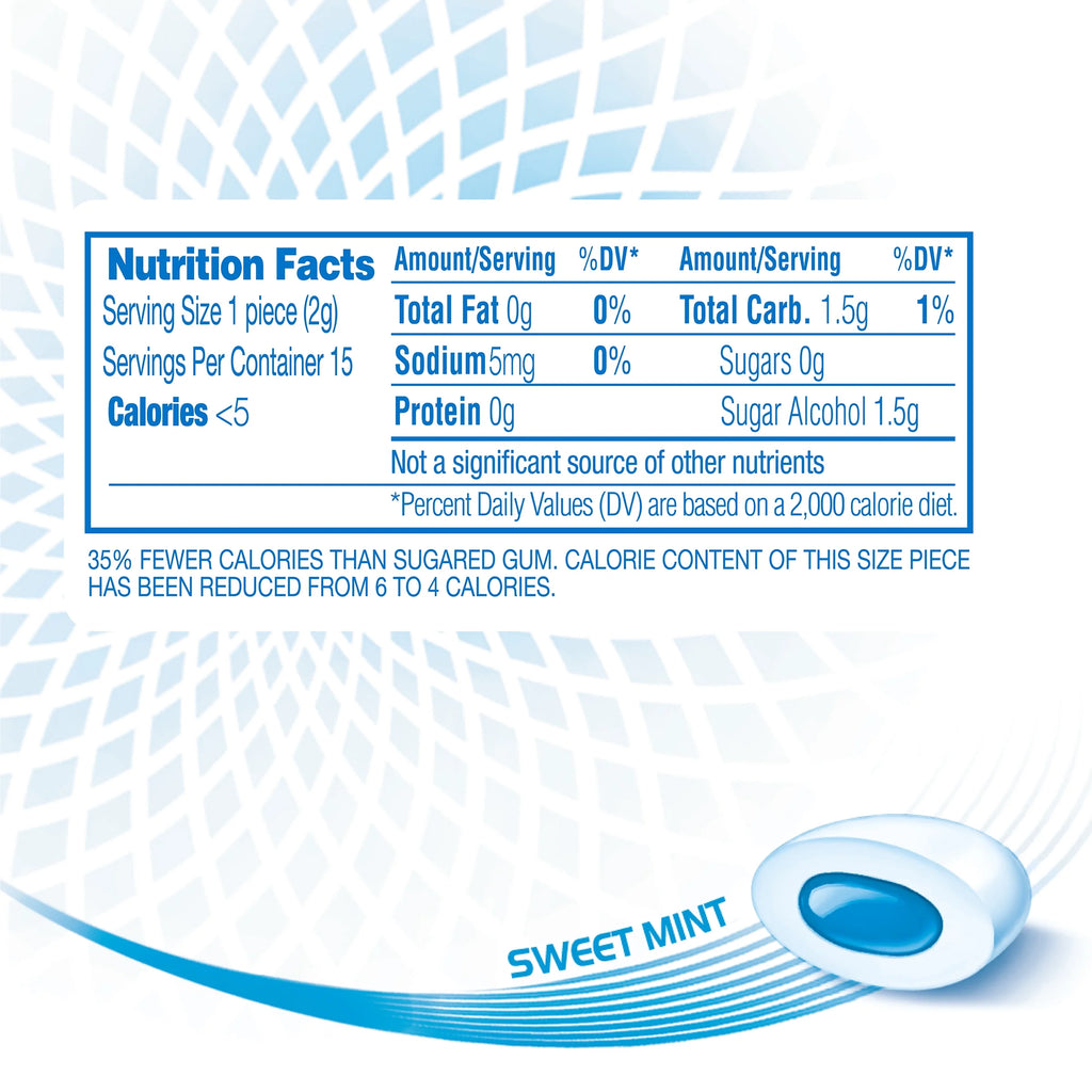 Mentos Pure White Gum Sweet Mint 15 Piece Bottle O92765