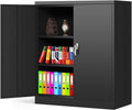 White Metal Steel Locking Storage Cabinet with Doors and Shelves L71219