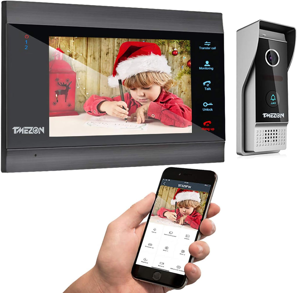 Wireless WIFI Video Door Phone IP Doorbell Intercom System with Camera 7 Inch 1x1080P Wired Camera Night Vision N49596
