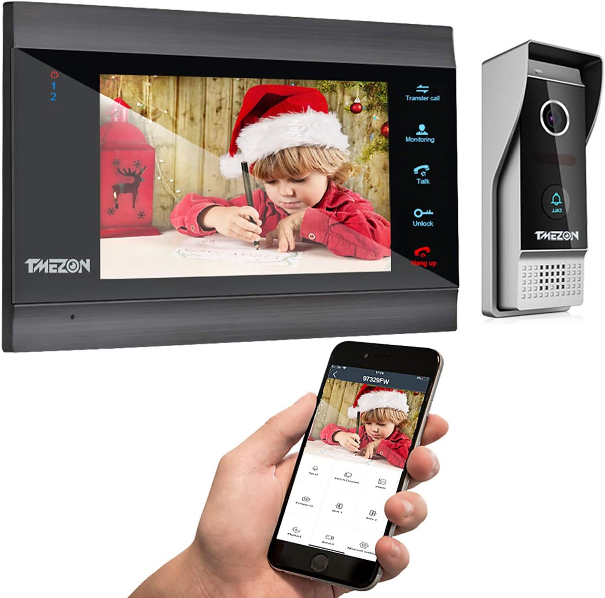 Wireless WIFI Video Door Phone IP Doorbell Intercom System with Camera 7 Inch 1x1080P Wired Camera Night Vision N49596