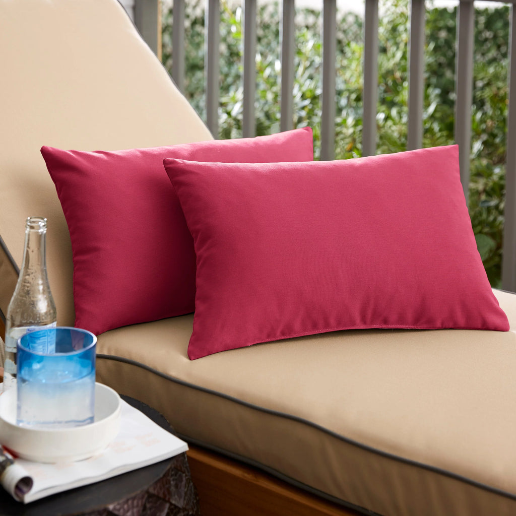 Hot Pink Knife Edge Lumbar Pillows Set of 2 12 in x 24 in K63356