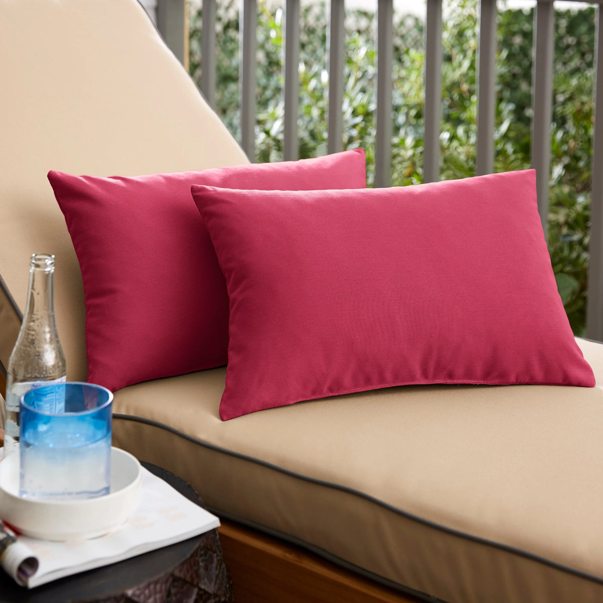 Hot Pink Knife Edge Lumbar Pillows Set of 2 12 in x 24 in K63356