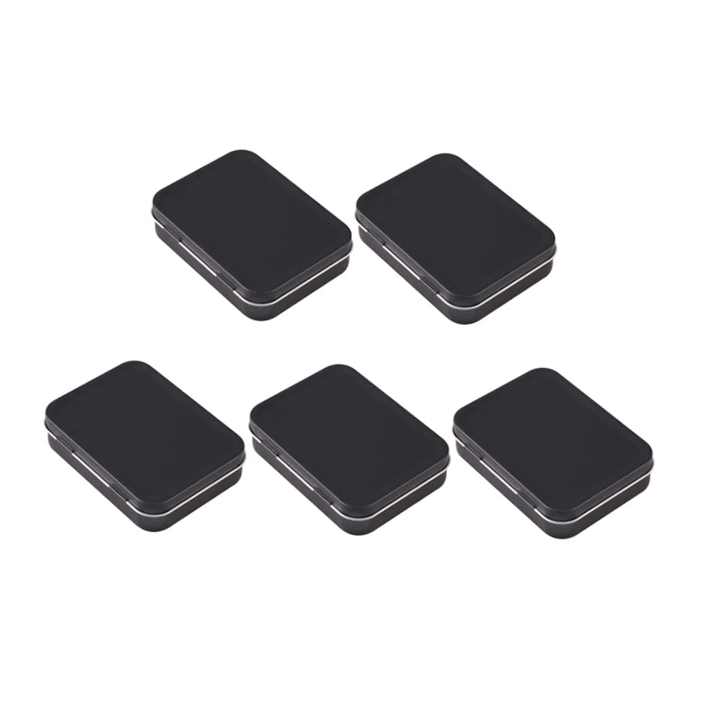 5 PCS Mini Rectangular Tin Storage Boxes with Lids Black J531