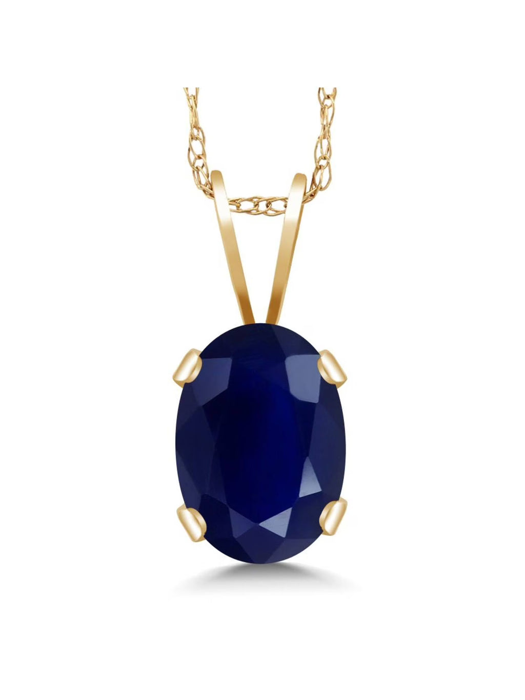 14K Yellow Gold Blue Sapphire Pendant Necklace with 18 inch Chain X488576