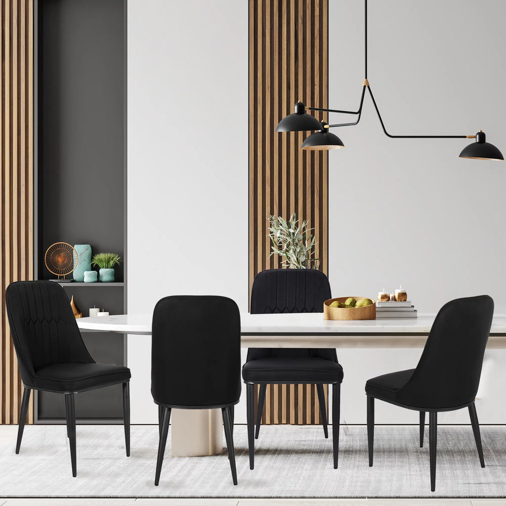 Black Faux Leather Dining Chair Set of 6 J20077