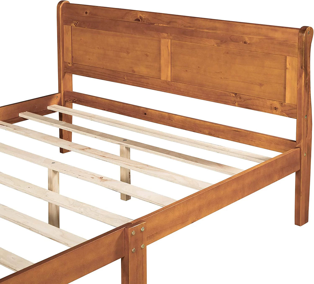 Queen Size Wood Platform Bed Frame with Headboard H459529