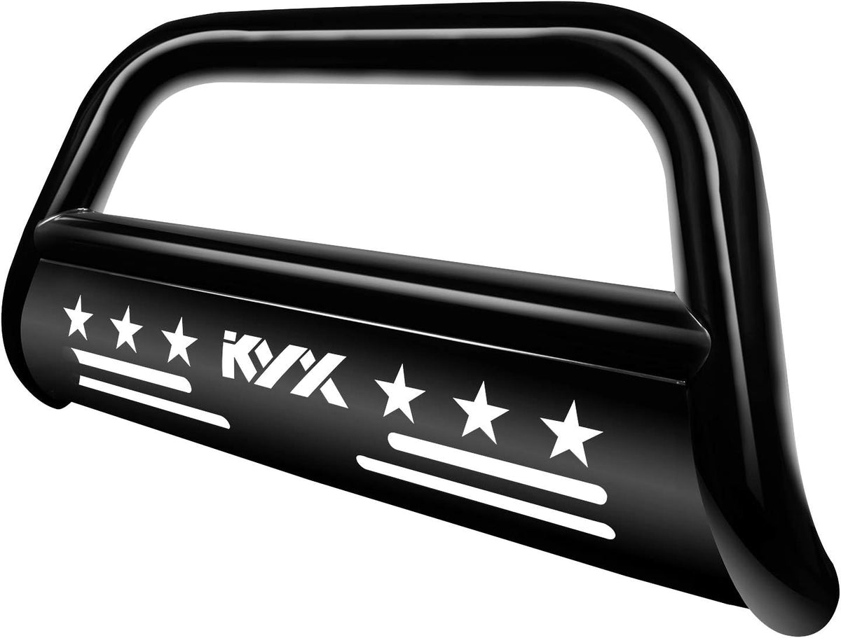 Black 3" Brush Grille Guard Front Bumper with Removable Skid Plate P323