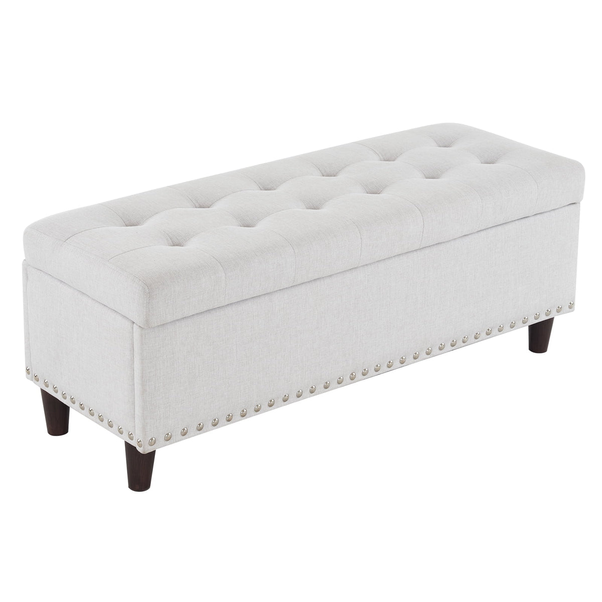 Off-White Linen Upholstered Storage Bench D628252