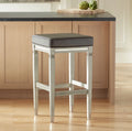 Wood Bar Stool Gray Faux Leather Footrest F2300