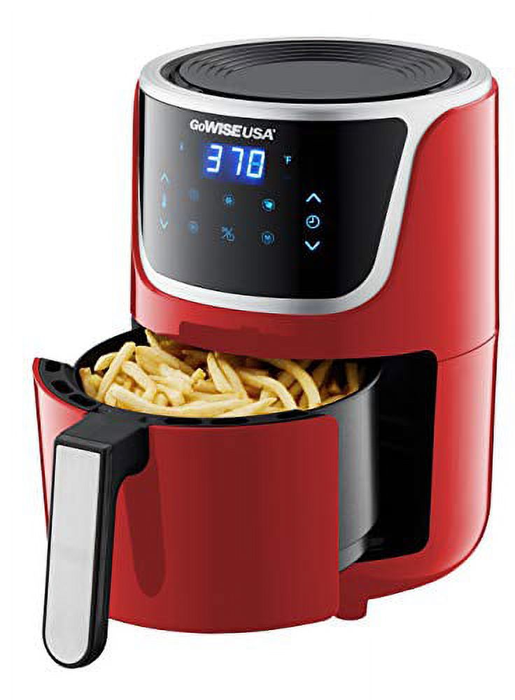 Red/Silver Electric Mini Air Fryer with Digital Touchscreen V628