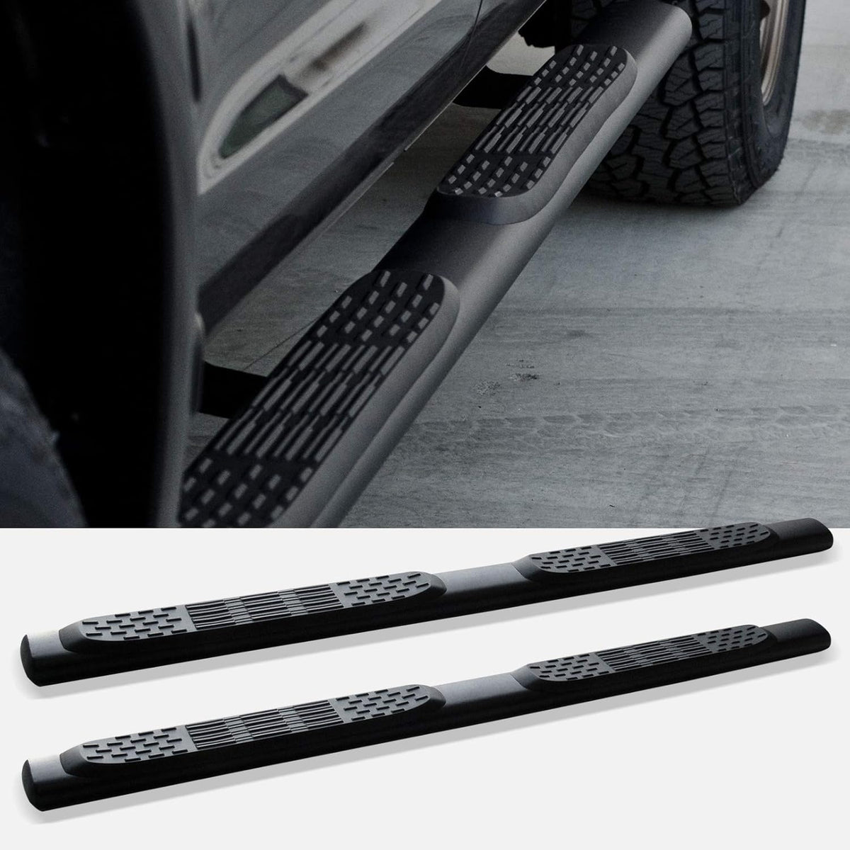 5 Oval Side Step Nerf Bars Matte Black A69021