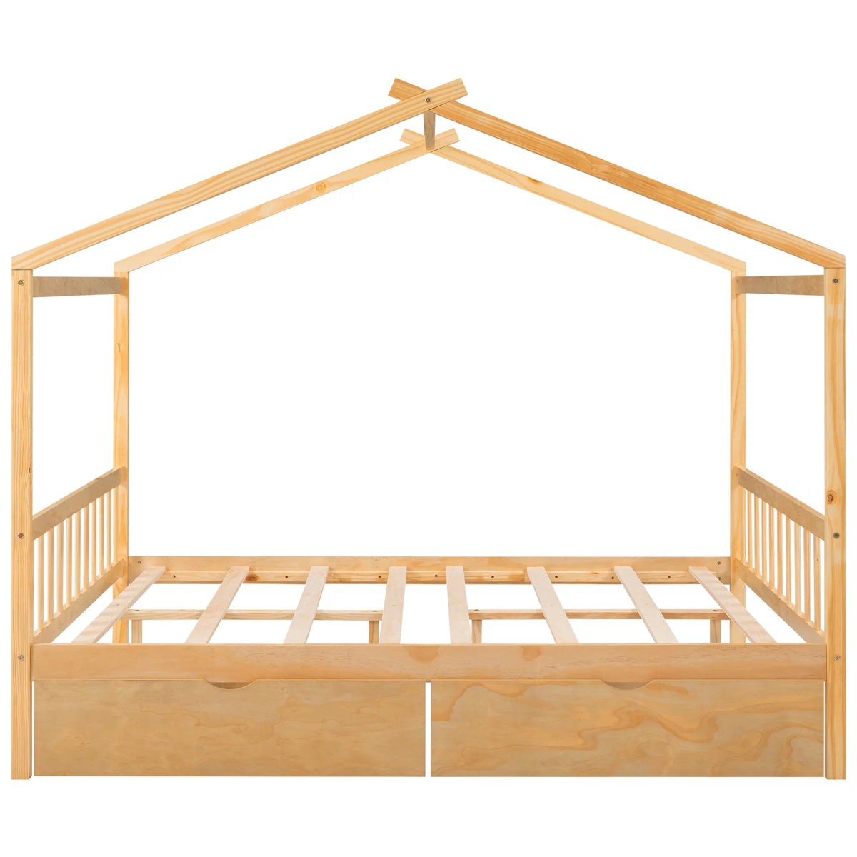 Full Size House Bed with Roof and 2 Drawers Y731