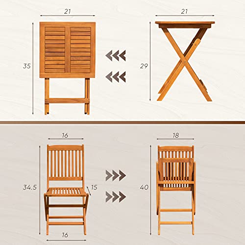 3 Piece Acacia Wood Folding Bistro Set Z7927