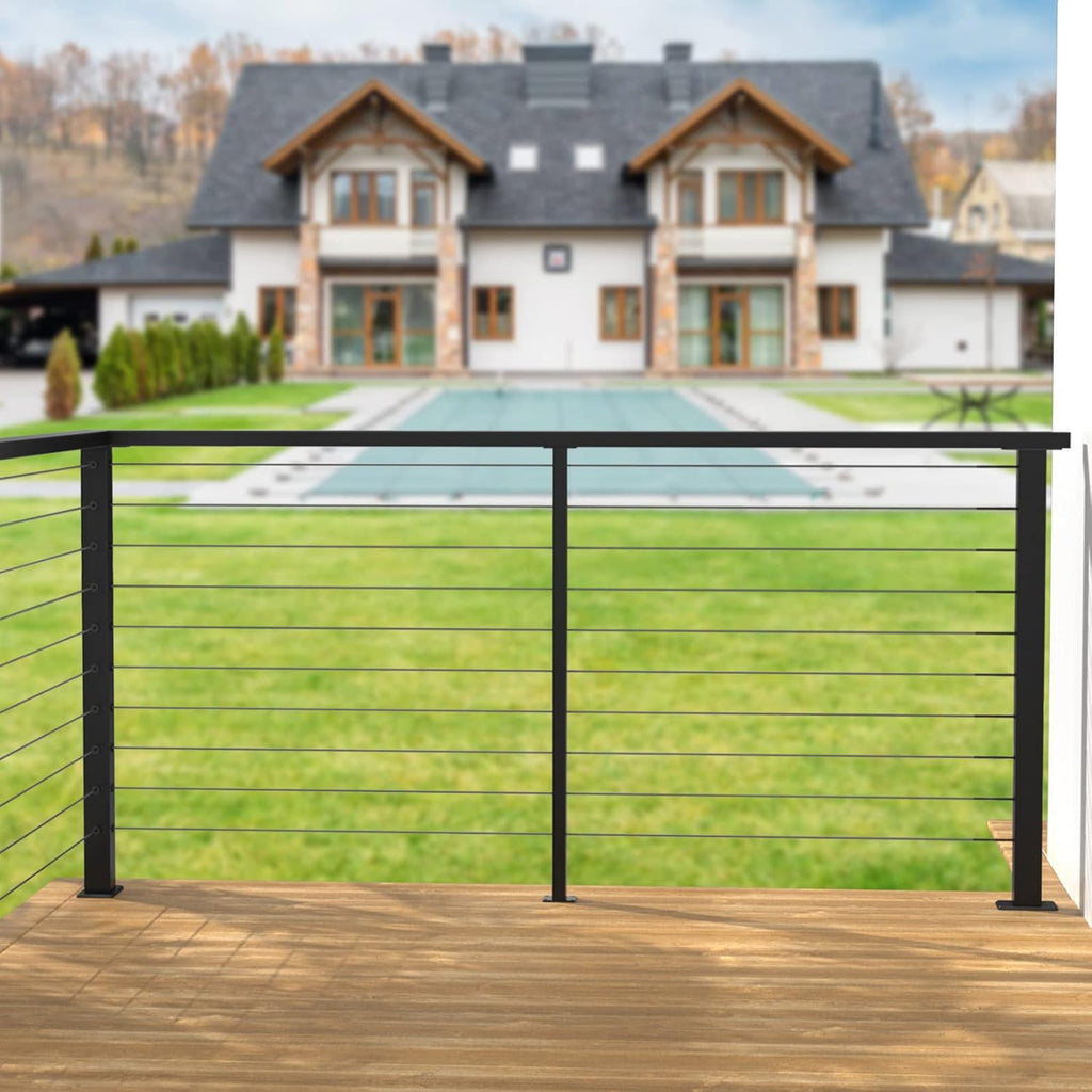 Black 30 Degree Stair Pre-Drilled Angle Holes 36x2x2 Stainless Steel Square Weldless Cable Railing Post I660402
