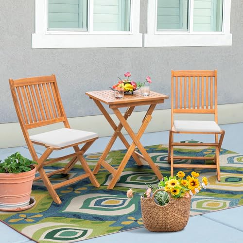 3 Piece Acacia Wood Folding Bistro Set Z7927