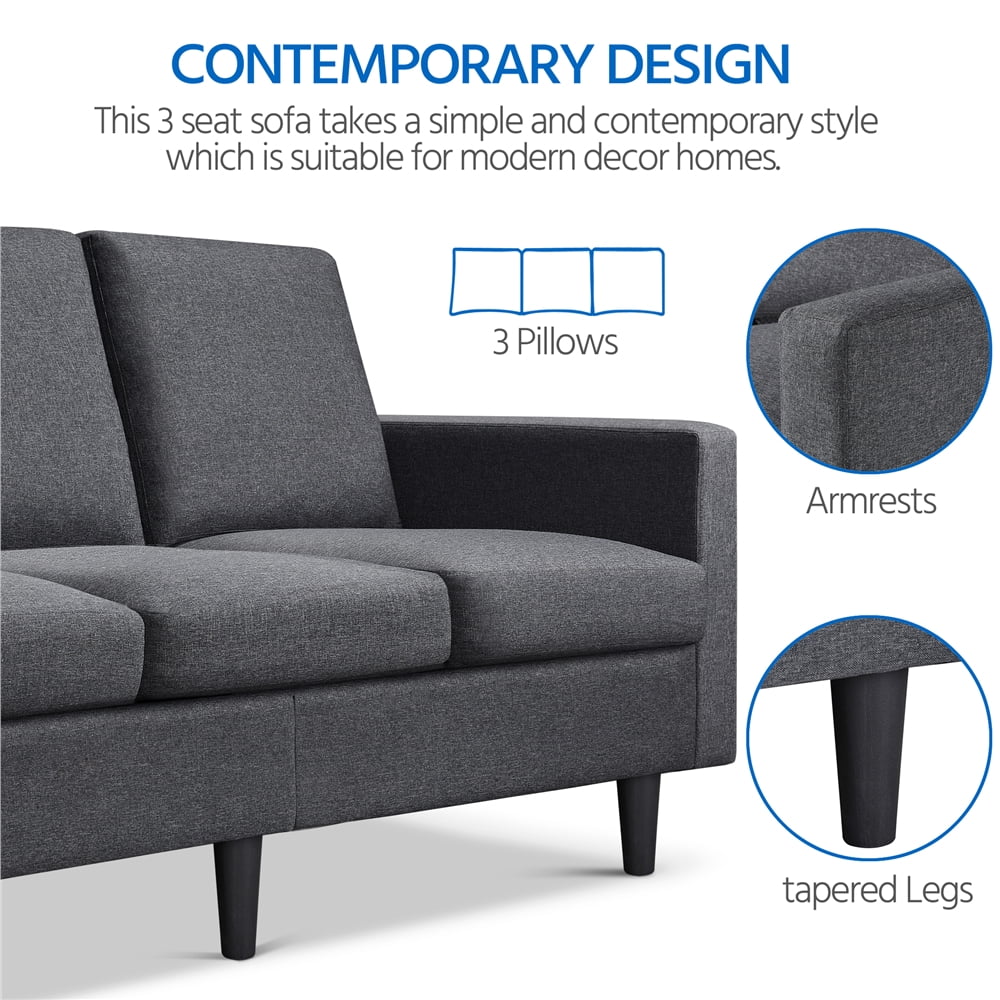 Gray Fabric 3-Seater Sofa Y955