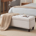 Off-White Linen Upholstered Storage Bench D628252
